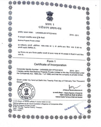 Certification of Incorporation